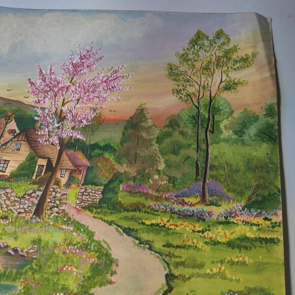 Watercolor Spring Landscape, bright pastels. Signed by Artist Esther "49 - Picture 2 of 11